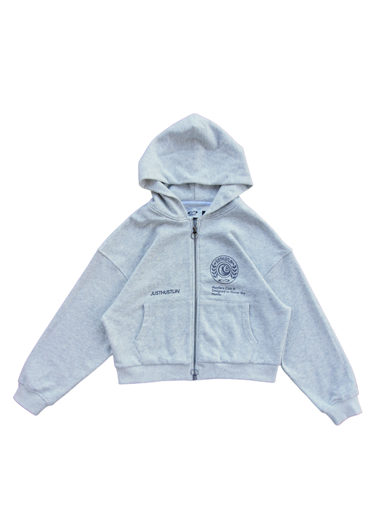 HUSTLER'S CLUB ZIP HOODIE - HEATHER GRAY