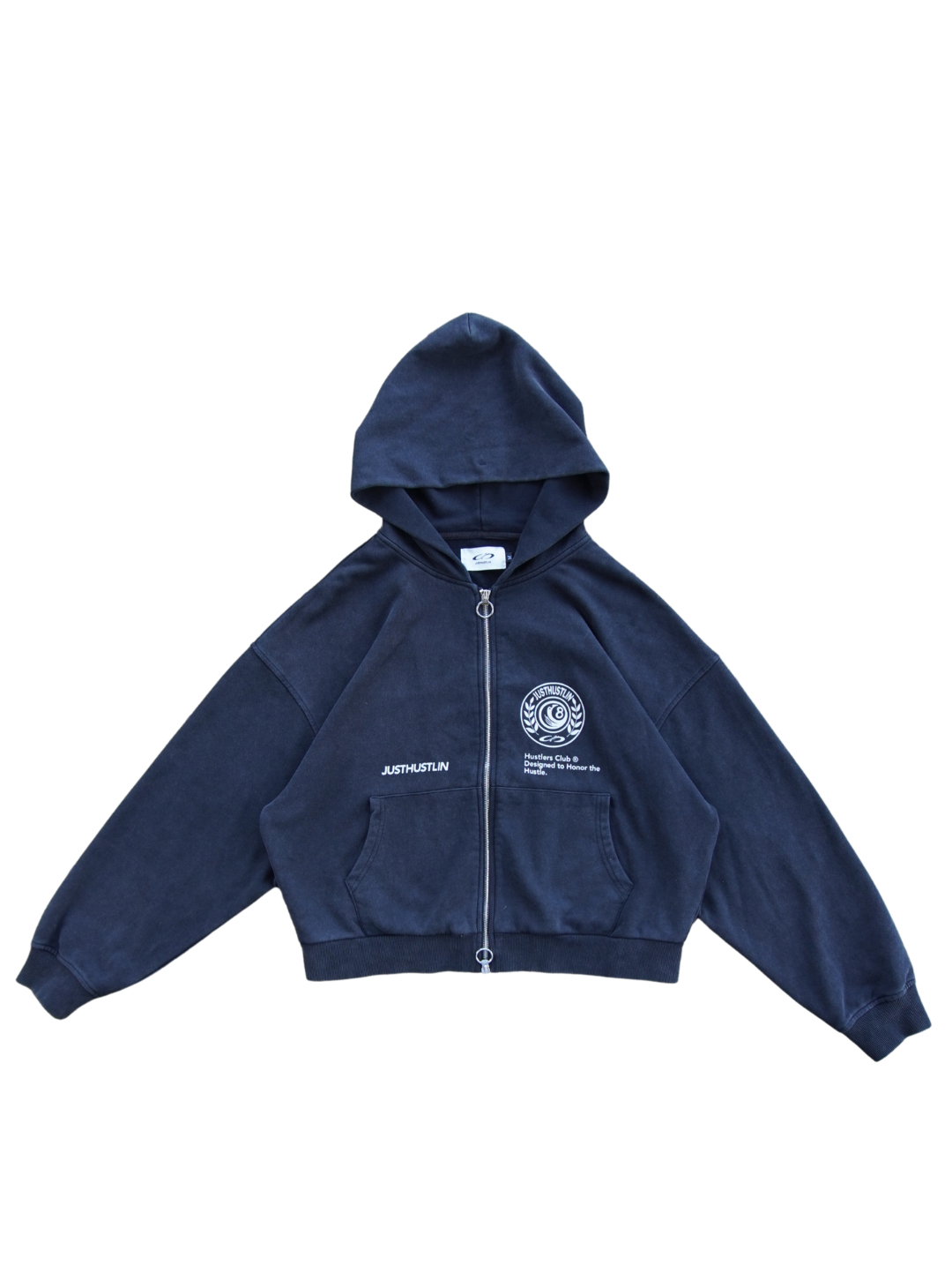 HUSTLER'S CLUB ZIP HOODIE - AGED BLACK